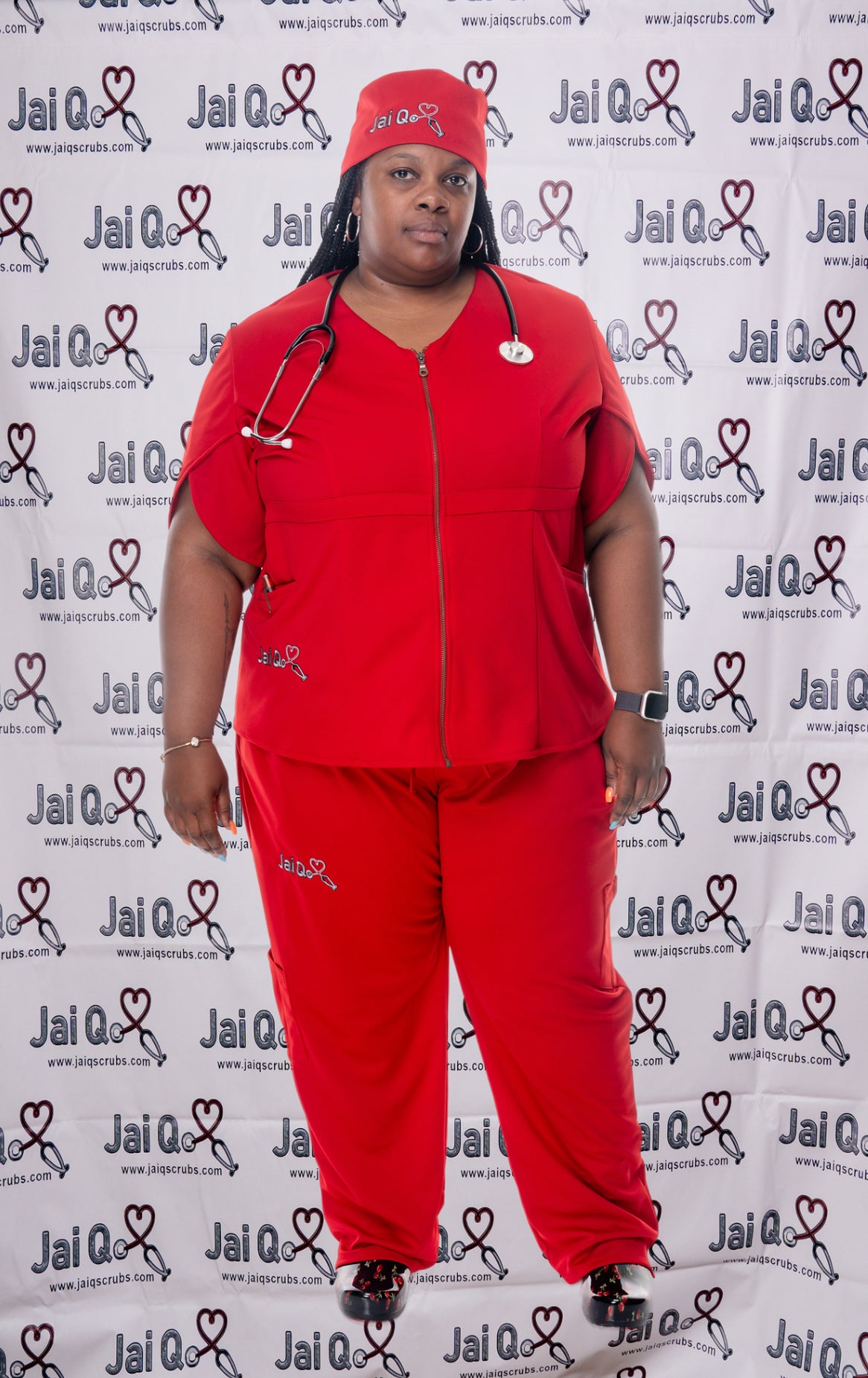 Hot Red Journey Scrub Top