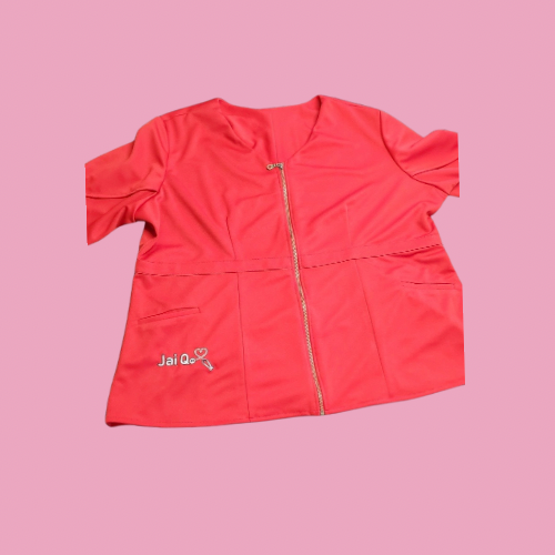 Hot Red Journey Scrub Top